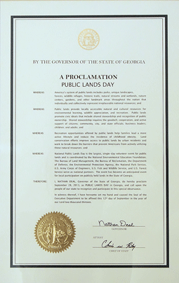 Governor Nathan Deal Proclaims September 28, 2013 Public Lands Day